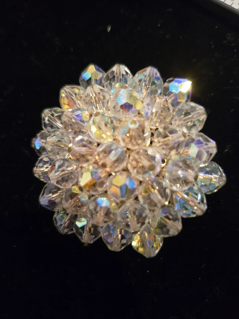 Vintage Crystal Aurora Cluster Brooch Large Aprox 2